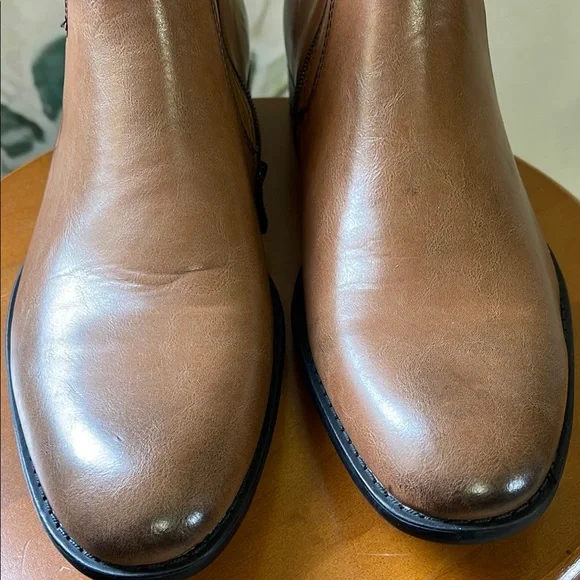 Franco Vanucci Men's Brown Leather Zip and Stretch Chelsea Boots - Picture 10 of 12